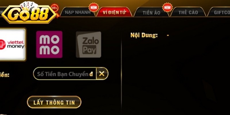 Nạp rút tiền GO88 hỗ trợ đa dạng hình thức gửi vốn hấp dẫn