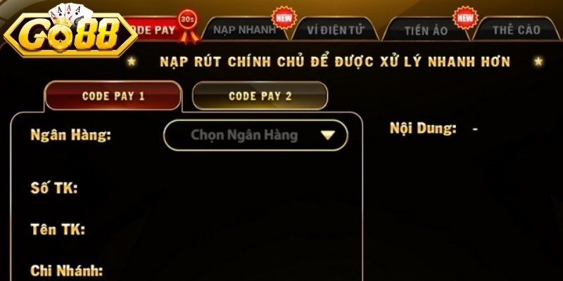Người chơi chỉ được nạp/rút tiền trong giới hạn cho phép